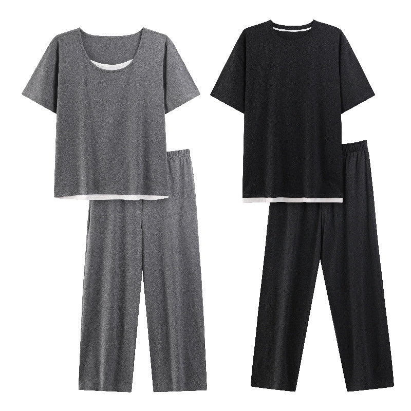 Minimalist Couple PJs - Matching Cotton Long Sleeve Set