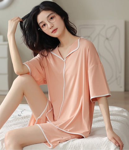 Two-Piece Summer Shorts Pajama Set - 100% Model