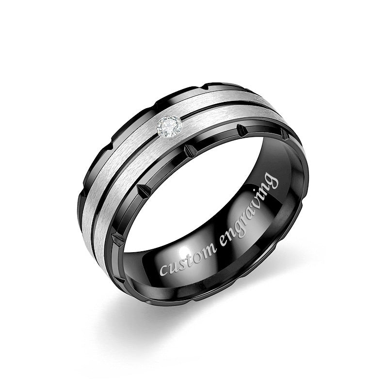 Custom Solitaire Mens Wedding Band