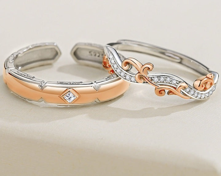 Beatiful Matching Rings Set for Two - Solid Sterling Silver