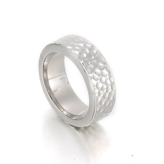 Custom Vintage Hammered Mens Ring 8mm