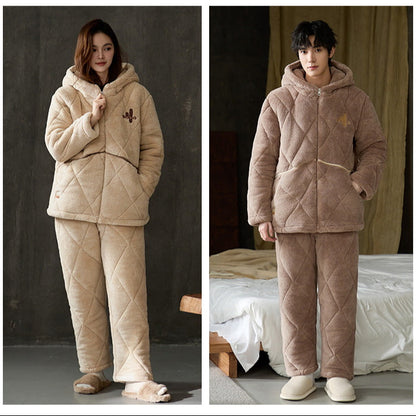 Thickened Poyester Winter Pajamas Set for Couples