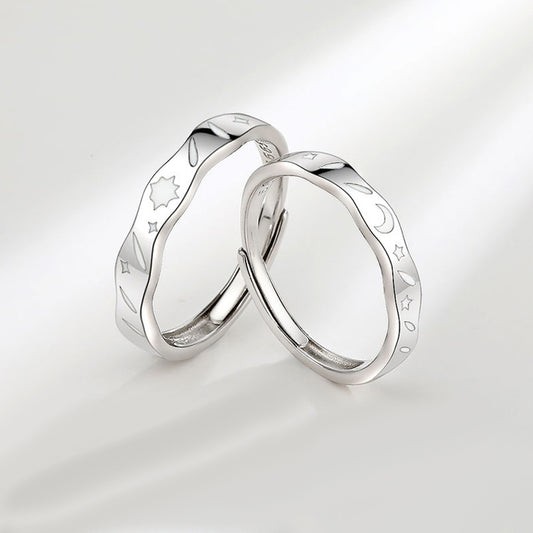 Engravable Sun and Moon Glow in Dark Rings Set