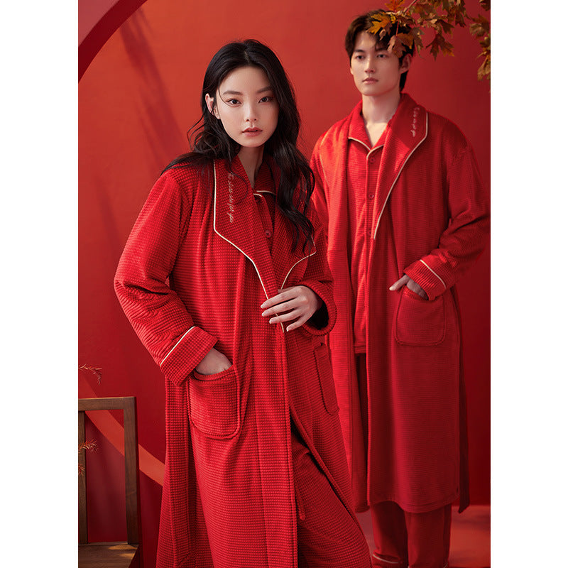 Wedding Nightgown for Couples Red PJs Set