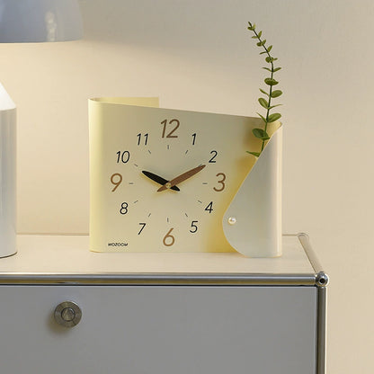 Modern Silent Desk Clock with Integrated Vase