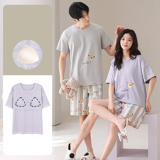 Matching Bear Couple Pajamas - Short-Sleeve 100% Cotton