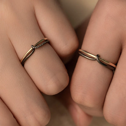 Love Knot Couple Wedding Rings Set for Two