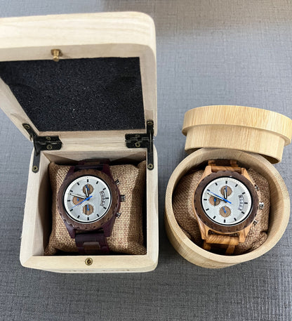 Multifunctional Matching Wood Couple Watch Set for Two