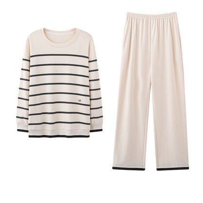 Matching Couple Pajamas Set – 100% Cotton Minimalist Striped Loungewear