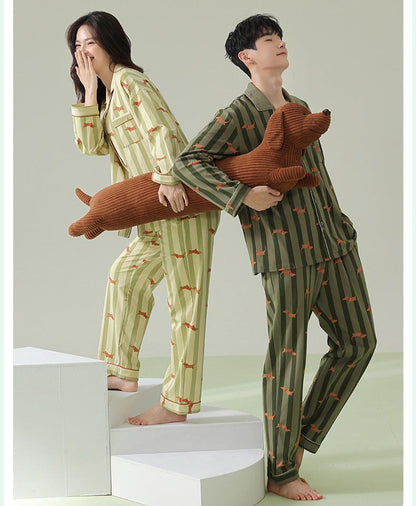 Matching His and Hers Autumn Pajamas 100% Cotton