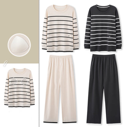 Matching Couple Pajamas Set – 100% Cotton Minimalist Striped Loungewear