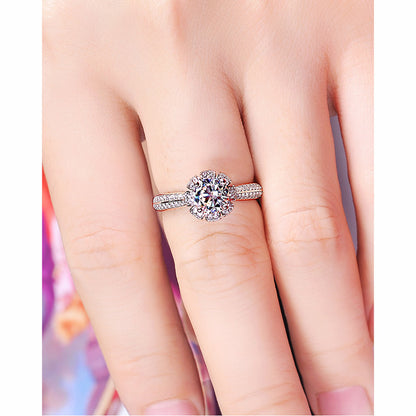 Engraved 1 Carat Lab Diamond Womens Halo Ring