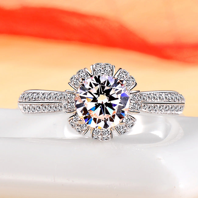 Engraved 1 Carat Lab Diamond Womens Halo Ring