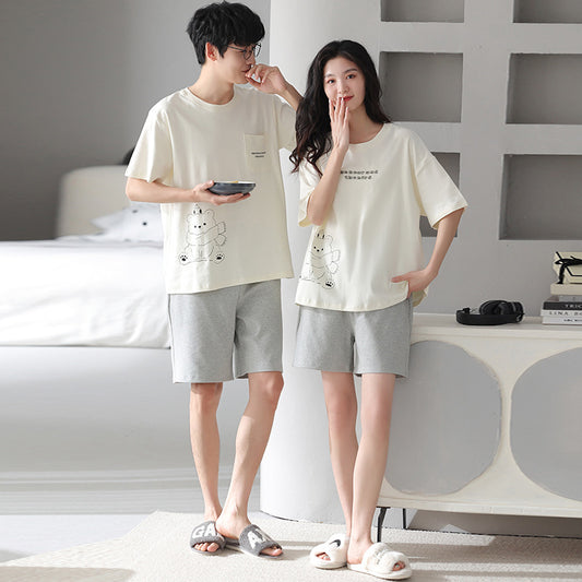 Matching Pajamas Short Sleeves PJs for Men and Women