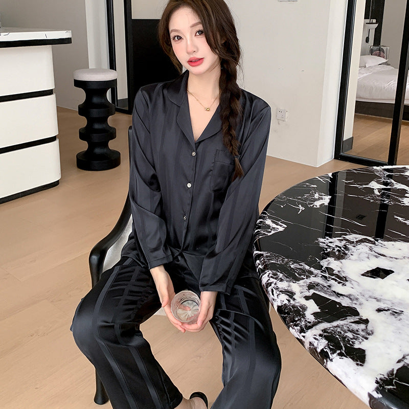 Modern Luxury Faux Silk Couple Pajamas – Minimalist Chic & Elegant