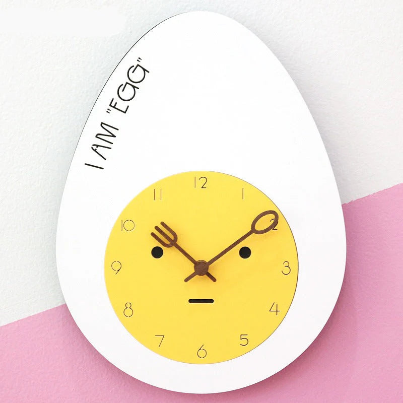 Egg-Shaped Silent Wall Clock – Playful Kitchen Design