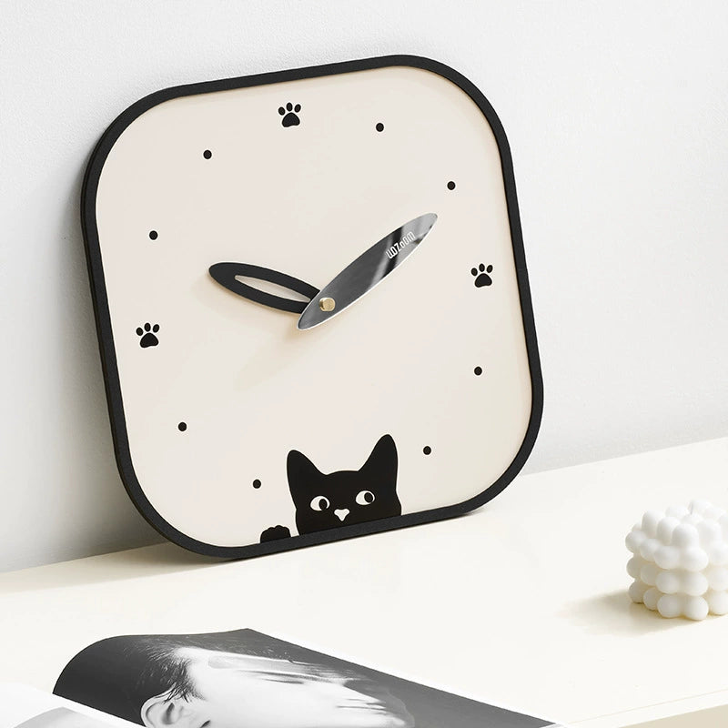 Silent Wall Clock - Modern Cat Design, Eco-Friendly Materials
