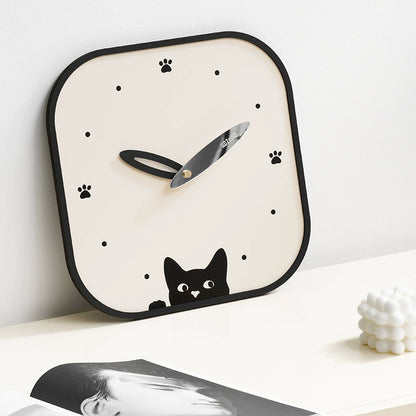 Silent Wall Clock - Modern Cat Design, Eco-Friendly Materials
