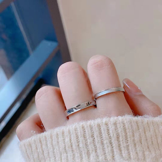 Engraved Simple Promise Rings for Couples Sterling Silver