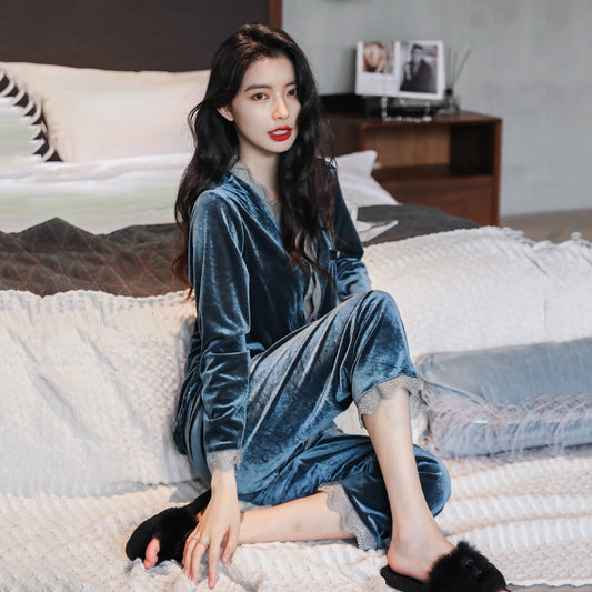 Luxury Velour Pajama Set for Women - Gullei