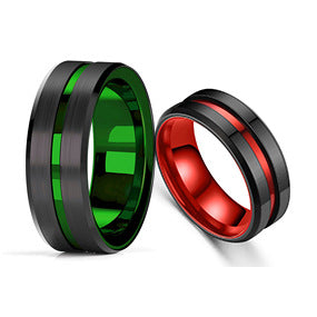 Personalized Two Tone Mens Ring - Tungsten Carbide