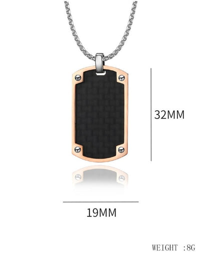 Engravable Carbon Fiber Mens Pendant Necklace