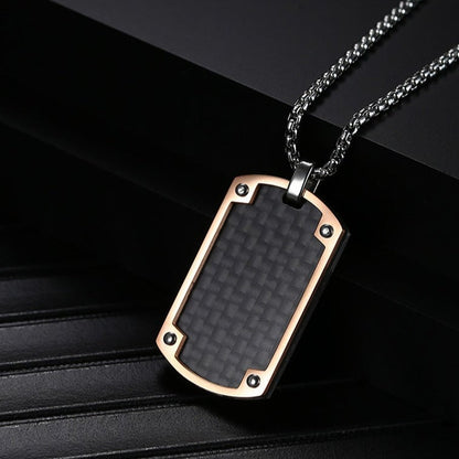 Engravable Carbon Fiber Mens Pendant Necklace