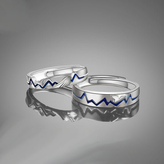 Heartbeat Romantic Matching Rings Set