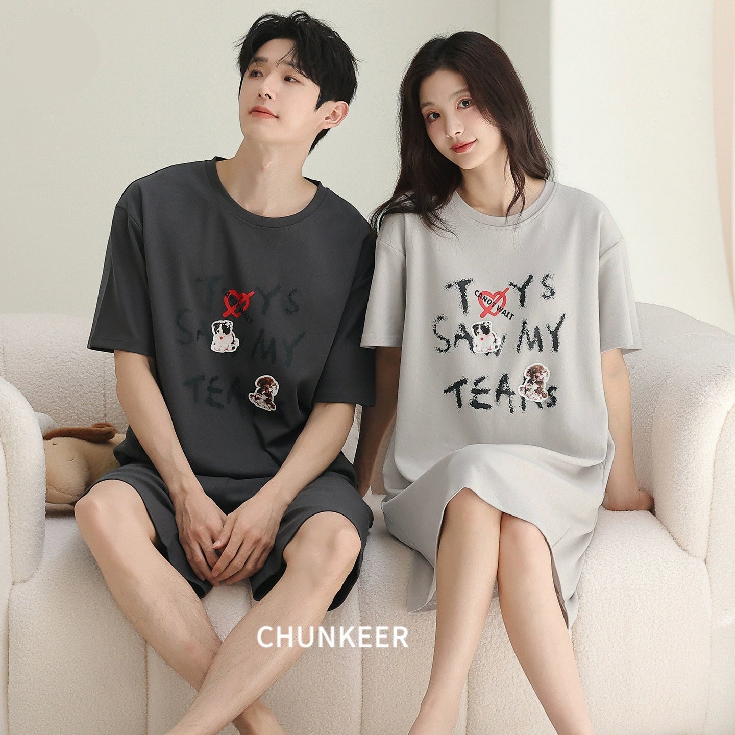 Statement Graphic Cotton Couple Sleepwear