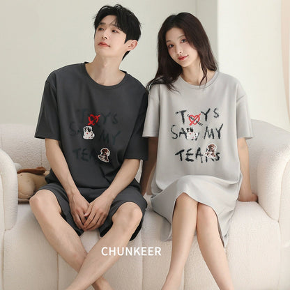 Statement Graphic Cotton Couple Sleepwear