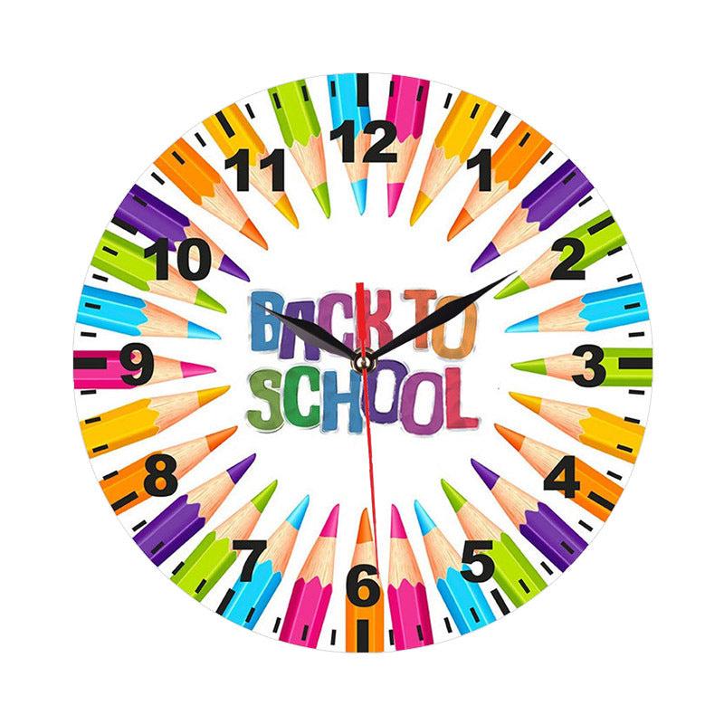 Back to School Silent Wall Clock for Kids Bedroom – Fun & Educational Design