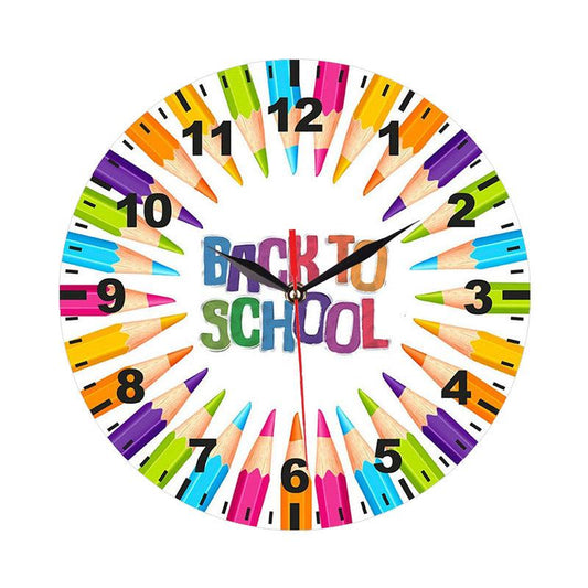 Back to School Silent Wall Clock for Kids Bedroom – Fun & Educational Design