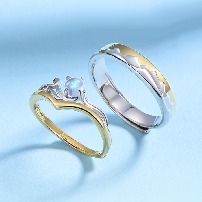 Mountain and Ocean Bff Rings Set for 2