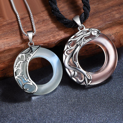 Matching Couple Necklaces Jewelry Gift Set 2 PCS Sterling Silver