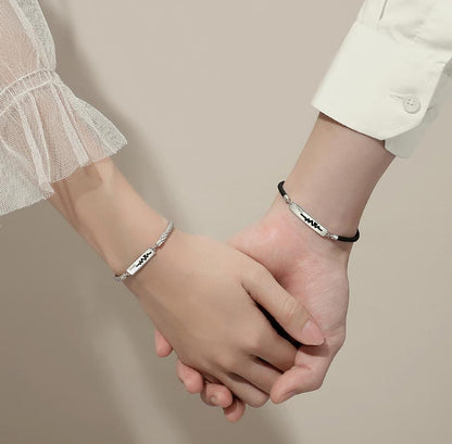 Custom Color Changing Heartbeat Couple Bracelets Set
