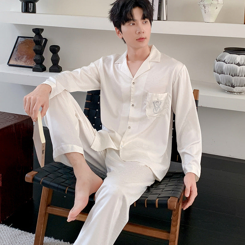 Matching Couple Pajamas – Embroidered Monogram Faux Silk Set for Couples