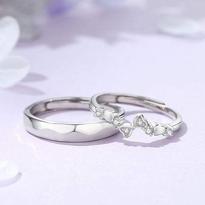 Custom Romantic Heart Matching Rings for Couples