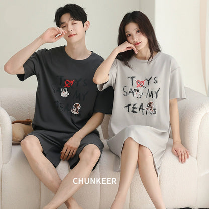 Statement Graphic Cotton Couple Sleepwear