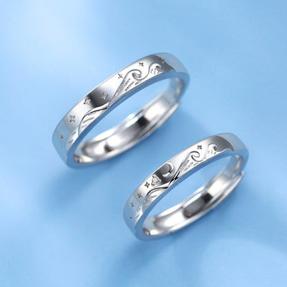 Engraved Matching Ocean Rings Set for Couples