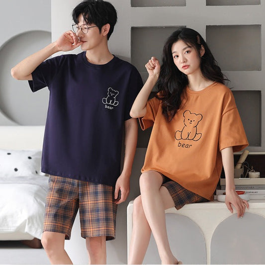 Matching Pajamas Short Sleeves PJs Set for Couples