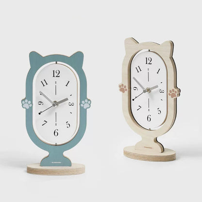 360° Rotating Silent Cat Table Clock