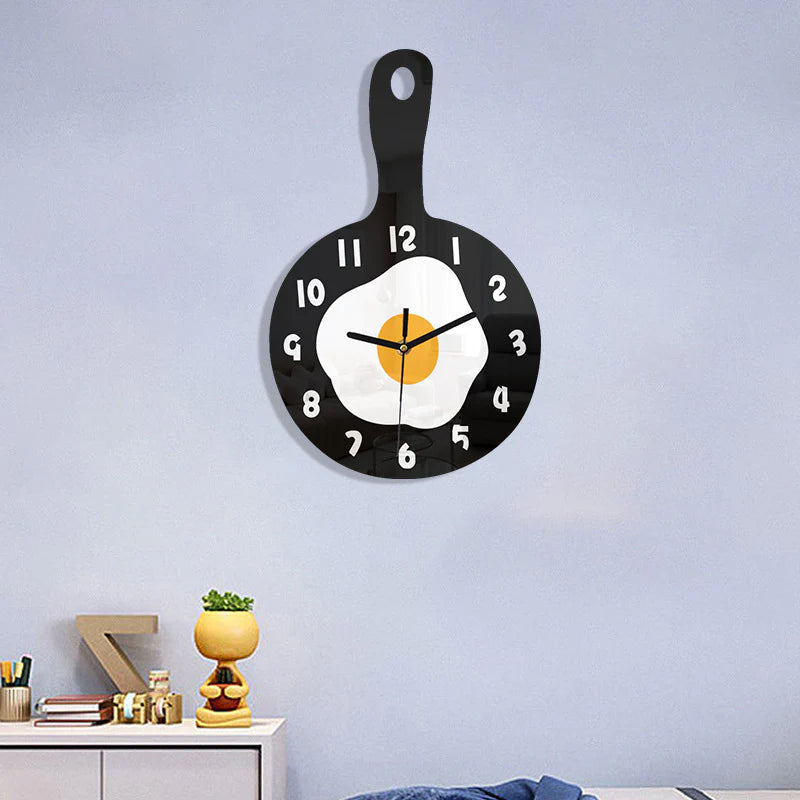 Egg Pan Shaped Kitchen Wall Décor Clock – Fun and Playful Design