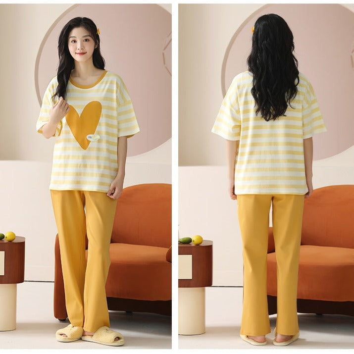 Cute Heart Soft Cotton Pajamas for Women