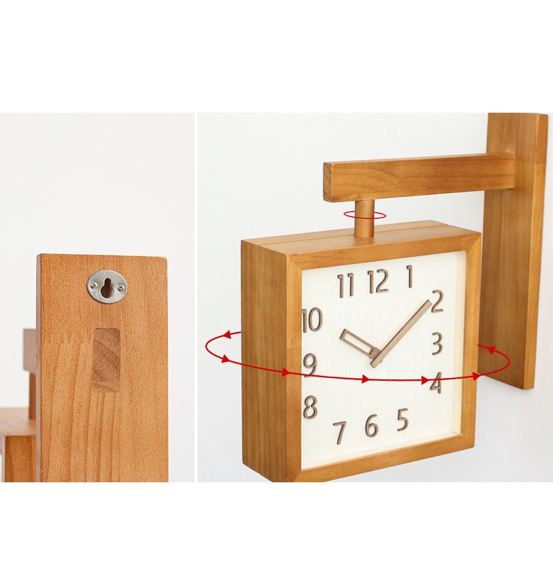Wall Corner Two-Sided Wooden Analogue Wall Clock