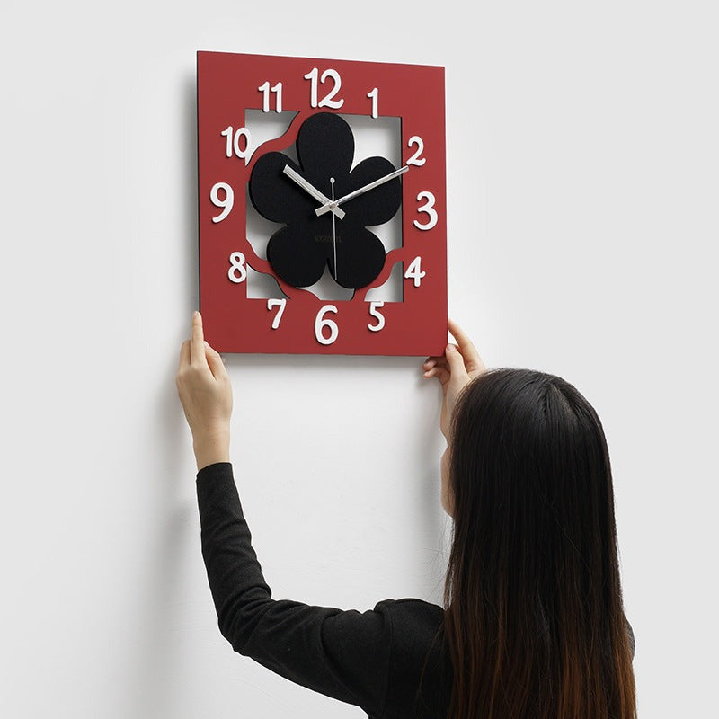 Square Flower Analog Silent Wall Clock