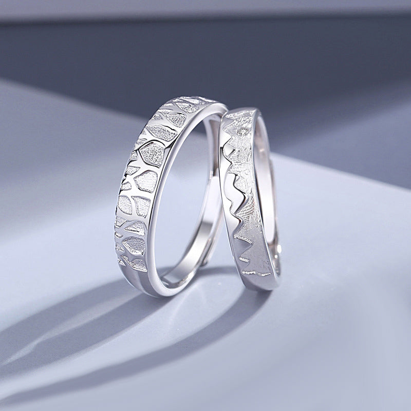 Forest and Mountain Theme Wedding Bands Set