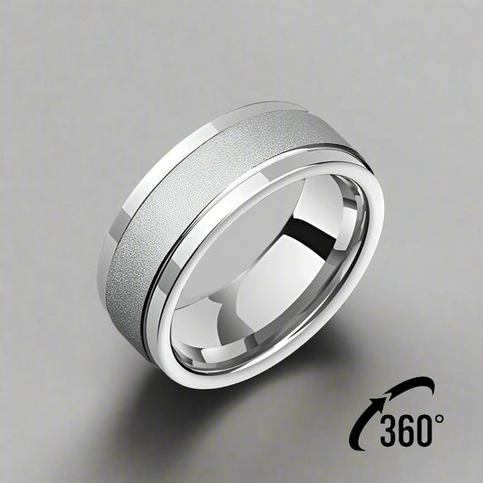 Engraved Mens Fidget Wedding Ring Tungsten