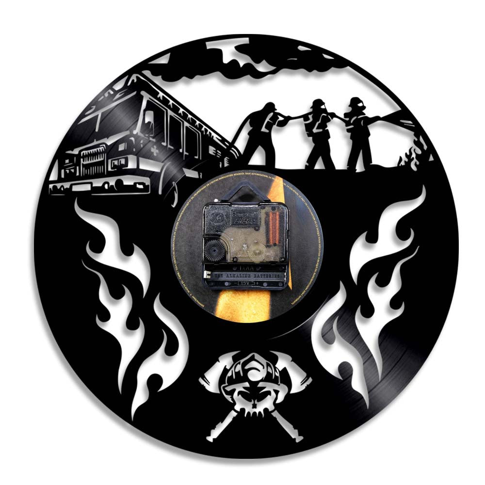 Vinyl Wall Deco Clock Gift for Firefighter