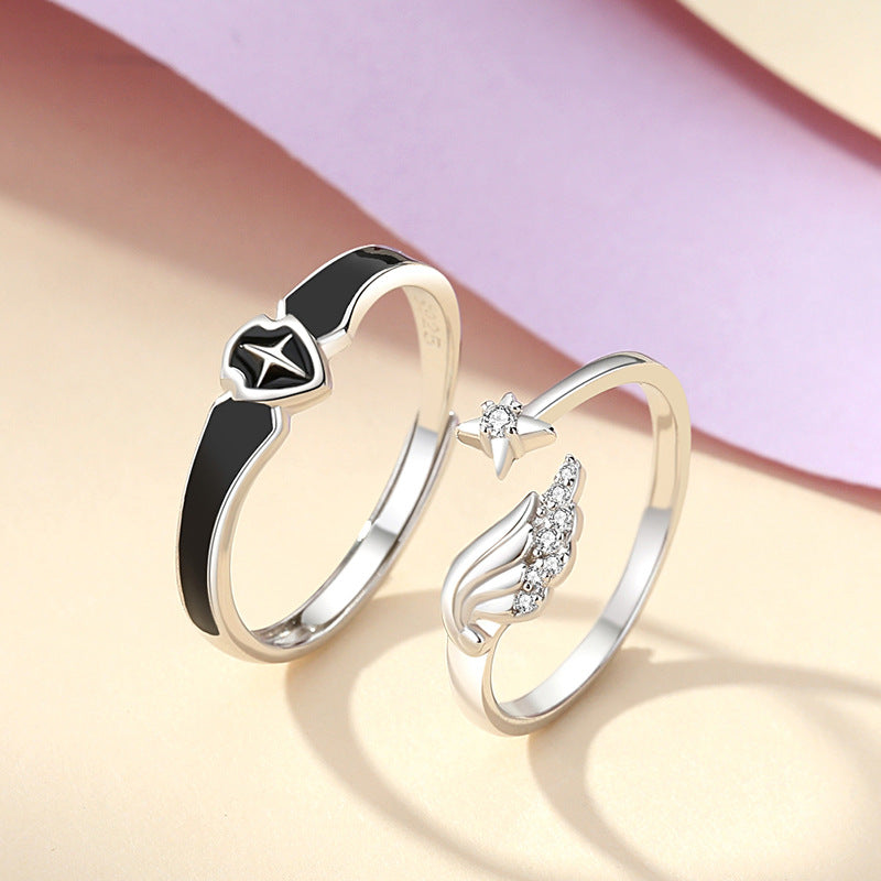 Custom Angel Wings Knight Rings for Couples