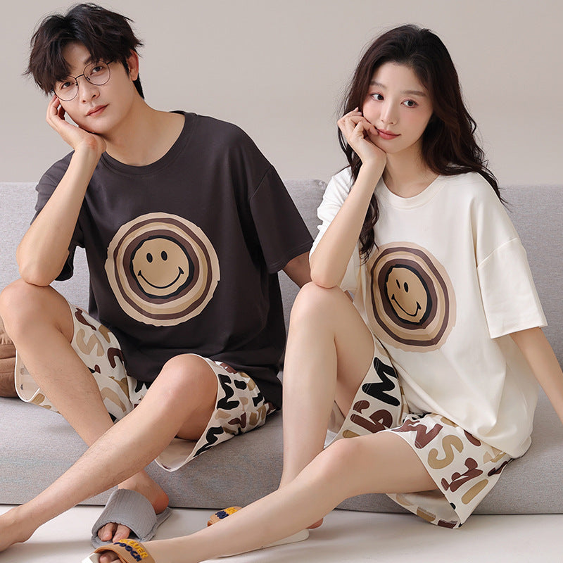 Retro Smiley Face Couple's Pajama Set